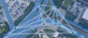 illustration of interconnected cars on a highway